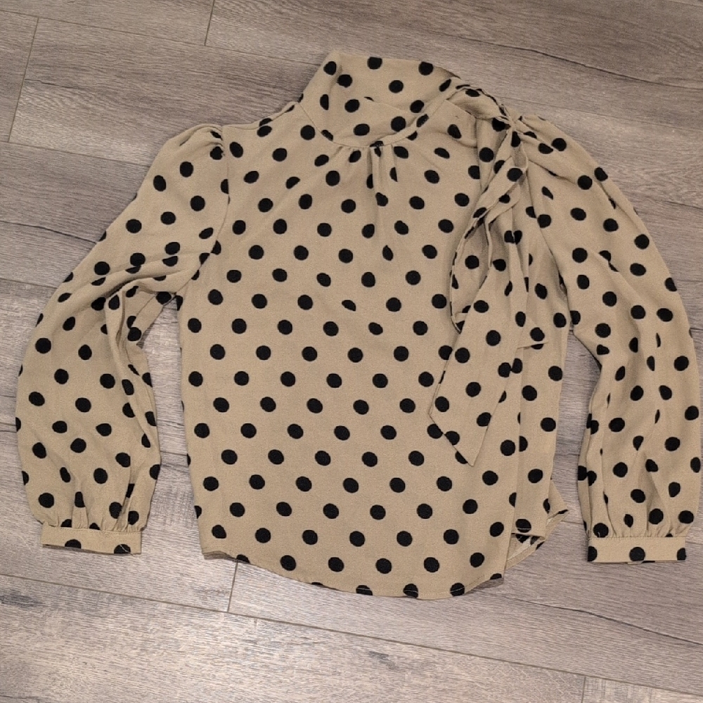 Polka Dot Blouse with Bow Tie
